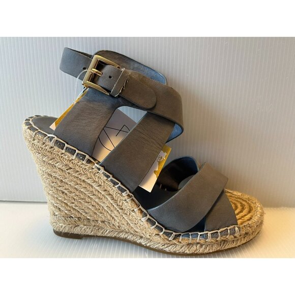 Joie Blue Leather Strappy Espadrille Wedge Heels, Size 6.5 US, 36.5 EU - Picture 1 of 11